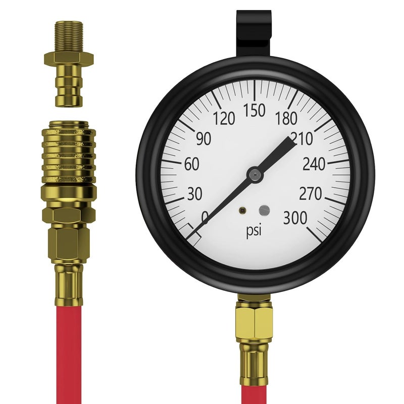 Moker TU-32-20 Compuchek Fuel Pressure Test Gauge, 0-300 PSI, Fits Cummins & Other Diesel Engines with Compuchek Ports, 6-Foot Hose for Road Testing - Image 3